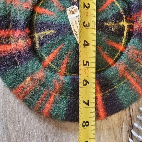 VTG Womens Wool Beret‎ Hat Navy Blue Green Red Scottish Size Small  Pom main image 4